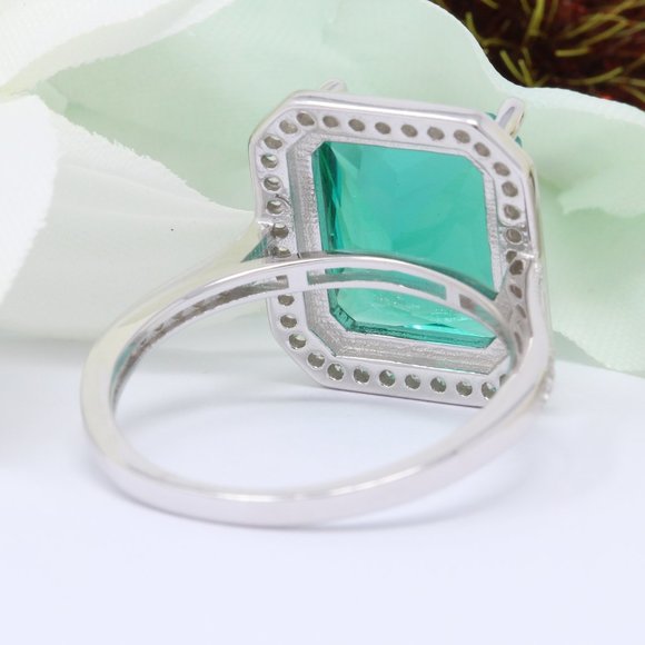 Halo 6.00 Carat Emerald Cut Paraiba Tourmaline CZ - Picture 2 of 3